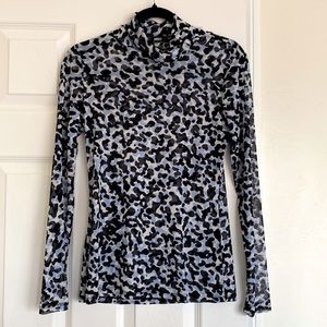 Sheer animal print t-neck top